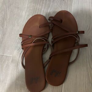 Women's Brown Strappy Flat Sandals
